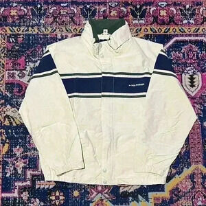 Tommy Hilfiger Rain Coat Y2K Fleece Lined Full Zip Jacket, White, Mens XXL